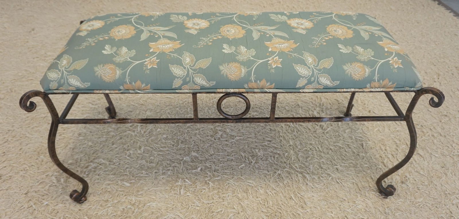 WROUGHT IRON UPHOLSTERED WINDOW BENCH (1 of 9)