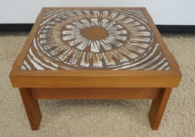 DANISH MODERN TEAK TILE TOP STAND