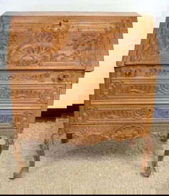 OAK SLANT FRONT DESK