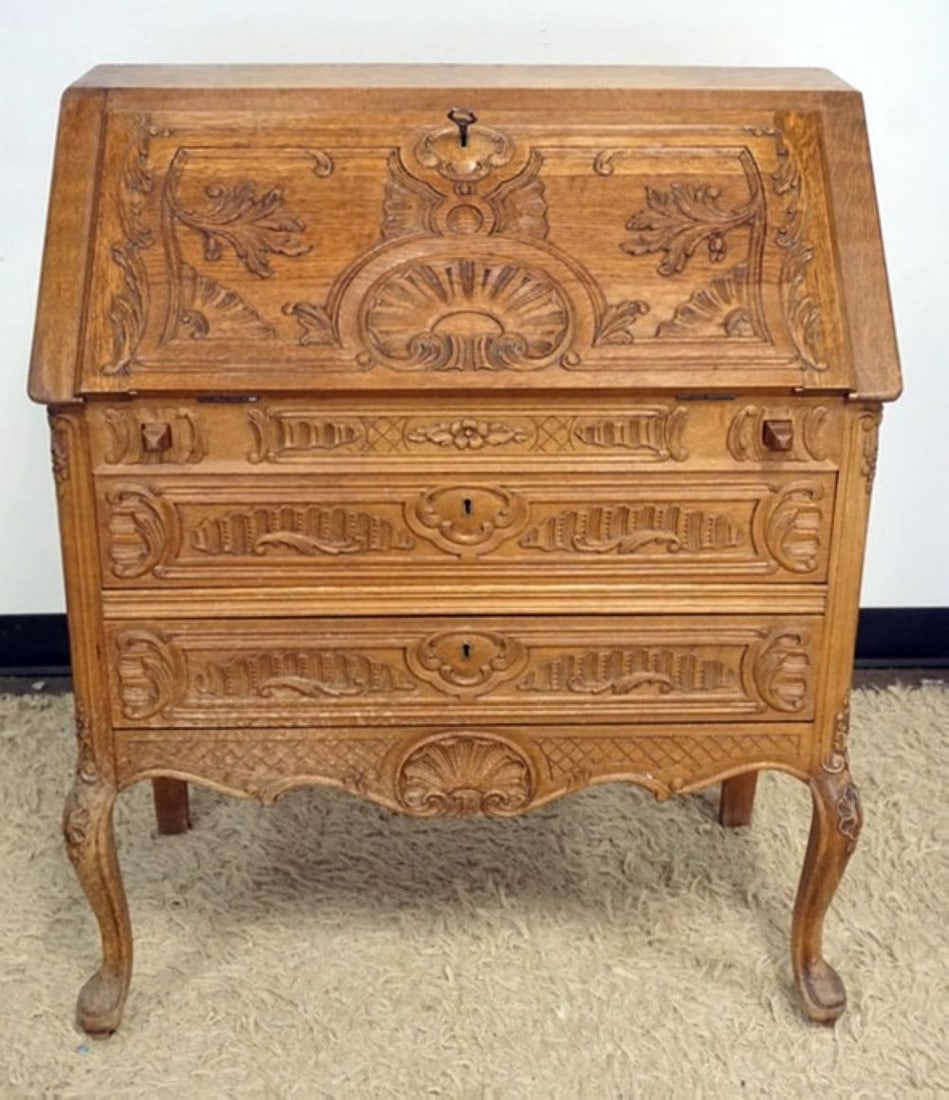 OAK SLANT FRONT DESK (1 of 4)