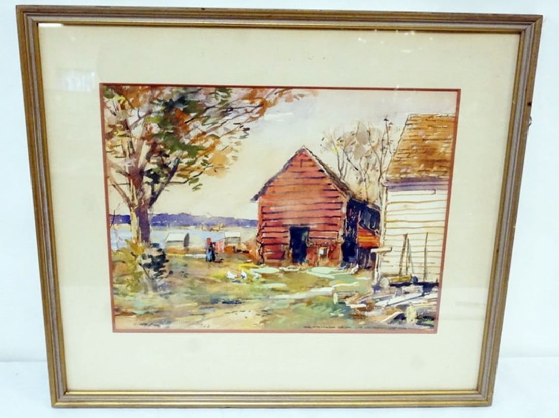 ELSIE JONES ABSTRACT OIL PAINTING ON BOARD: ABSTRACT OIL PAINTING ON BOARD, IMAGE OF BARN IN WOODED AREA, TEXTURED PAINT, ARTIST SIGNED ELSIE JONES,APPROXIMATELY 40 IN X 31 IN OVERALL, *STILL ANOTHER SPRING* ELSIE SMITSTER JONES