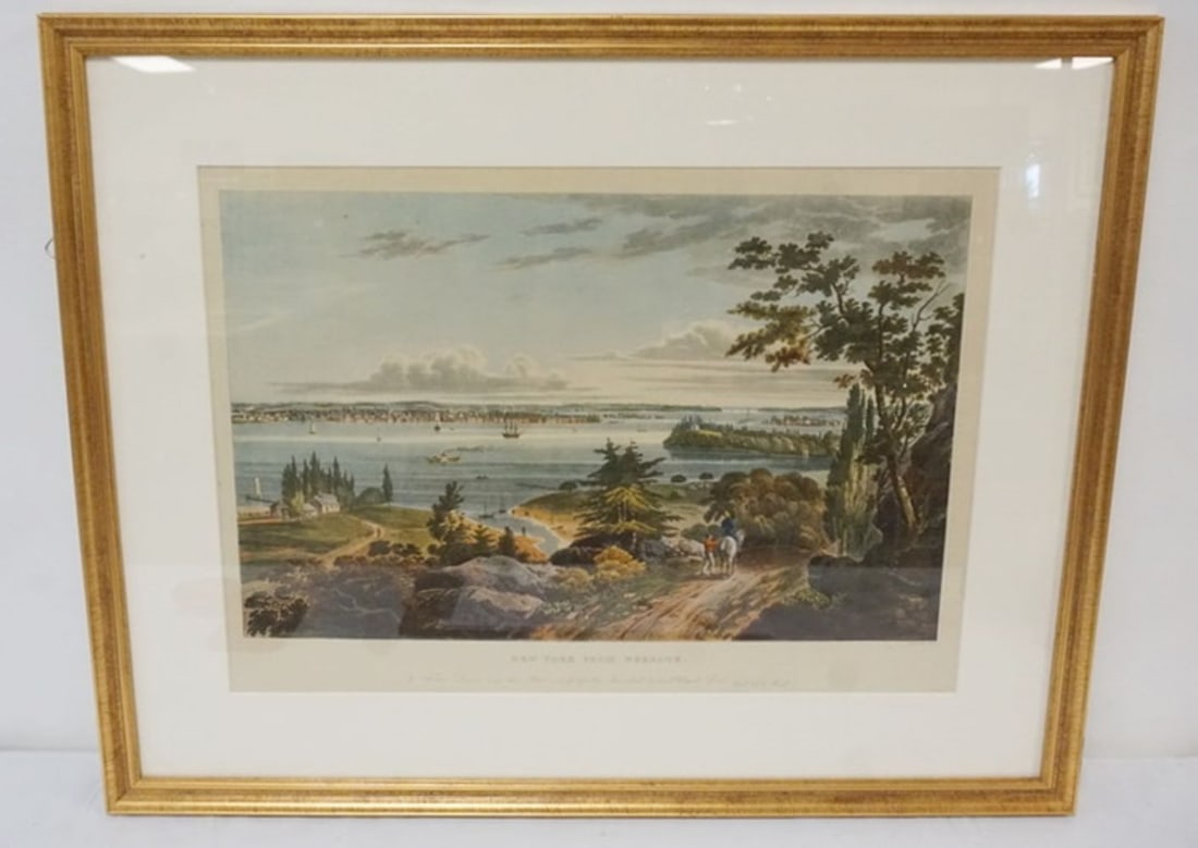 COLORED PRINT: COLORED PRINT *NEW YORK FROM WEEHAWK*, APPROXINATELY 29 IN X 23 IN OVERALL