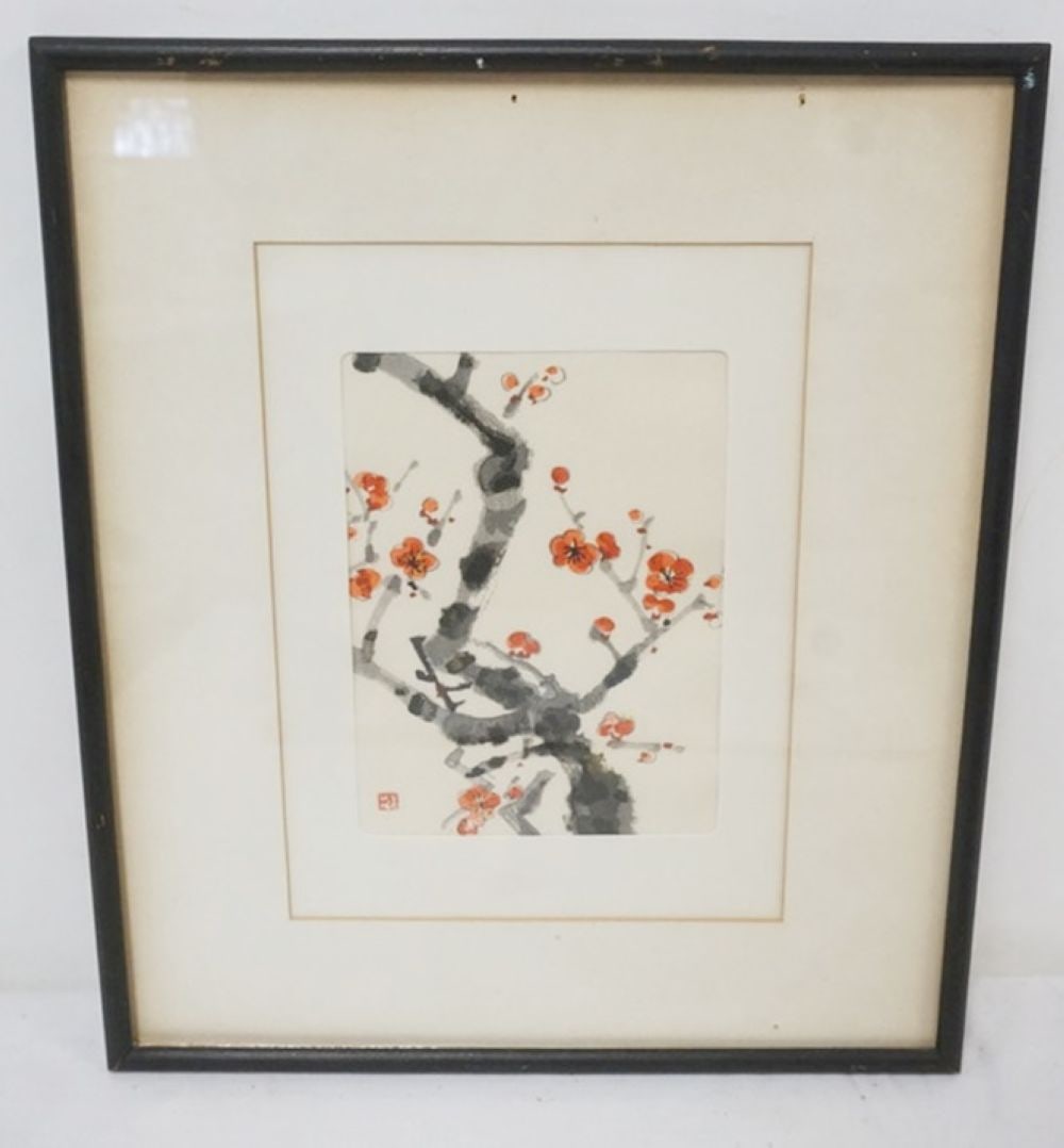 JAPANESE WOOD BLOCK: FRAMED AND MATTED JAPANESE WOOD BLOCK, APPROXIMATELY 12 IN X 14 IN OVERALL