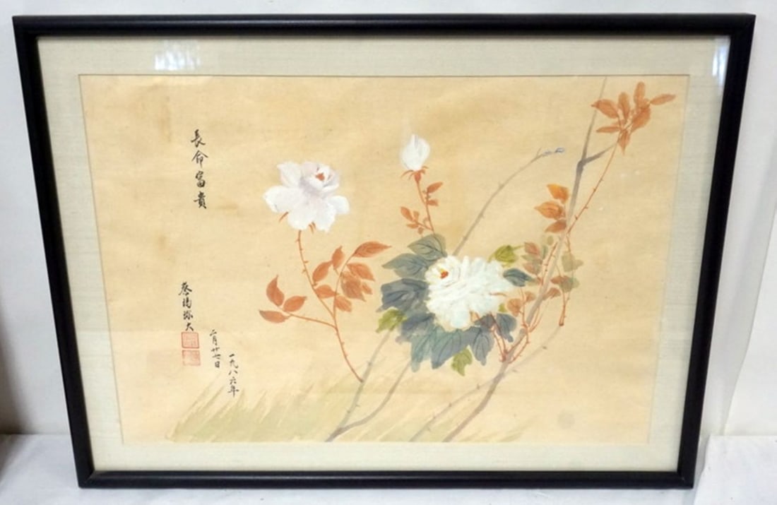 JAPANESE WOOD BLOCK: FRAMED JAPANESE WOOD BLOCK PRINT, APPROXIMATELY 20 IN X 27 IN OVERALL