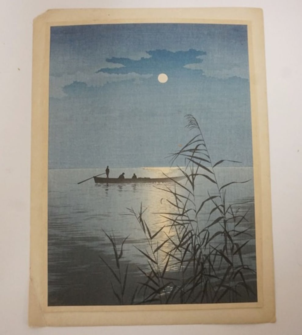 JAPANESE WOOD BLOCK: FRAMED JAPANESE WOOD BLOCK PRINT, APPROXIMATELY 8 1/2 IN X 11 1/2 IN OVERALL