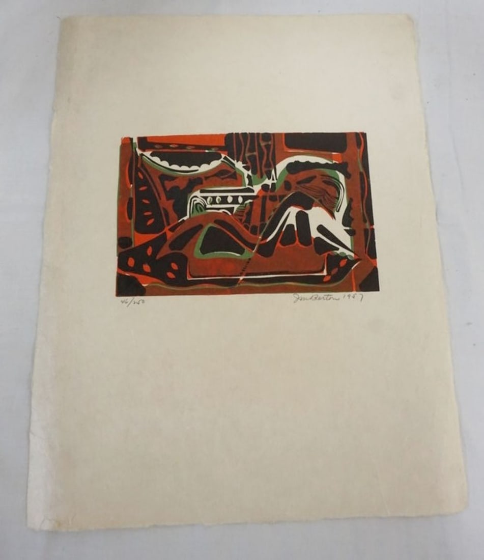 JOHN MURRAY BARTON BLOCK PRINT: JOHN MURRAY BARTON BLOCK PRINT, SIGNED AND DATED 1957, NO. 46/250, APPROXIMATELY 14 IN X 18 IN OVERALL