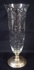 FRANK M WHITING STERLING BASED VASE