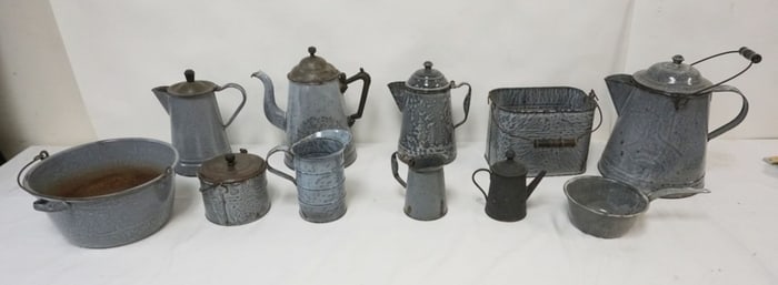 ASSORTED GREY ENAMELWARE