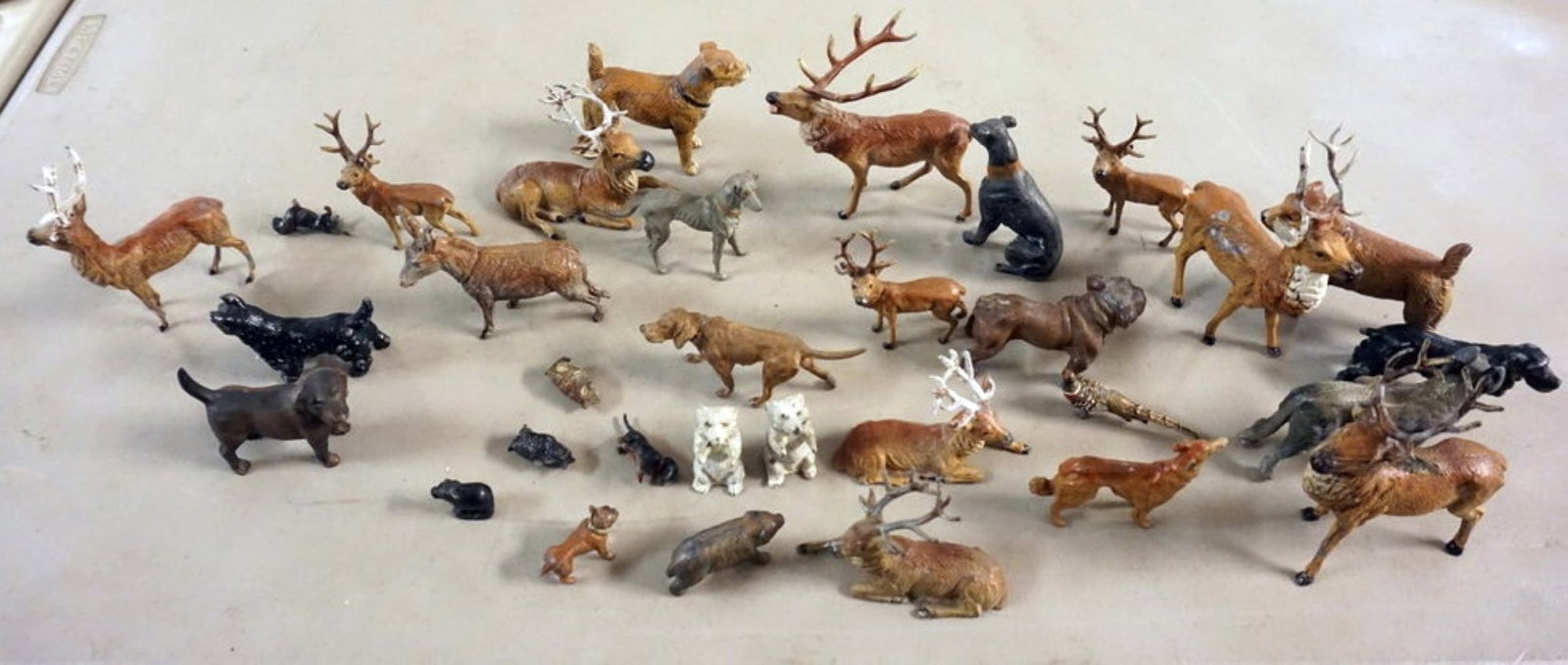 ASSORTED VINTAGE CAST METAL ANIMALS: GROUP OF ASSORTED VINTAGE CAST METAL ANIMALS