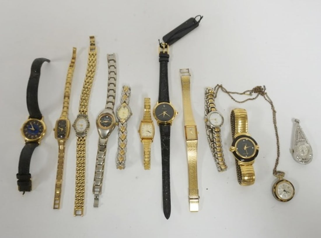 LADIES WATCH ASSORTMENT: ASSORTMENT OF 12 LADIES WATCHES INCLUDING PULSAR, PUMA, HELBROS, GENEVA, ELGIN, BERNRUS AND OTHERS