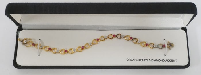 18K GOLD OVER STERLING HEART BRACELET
