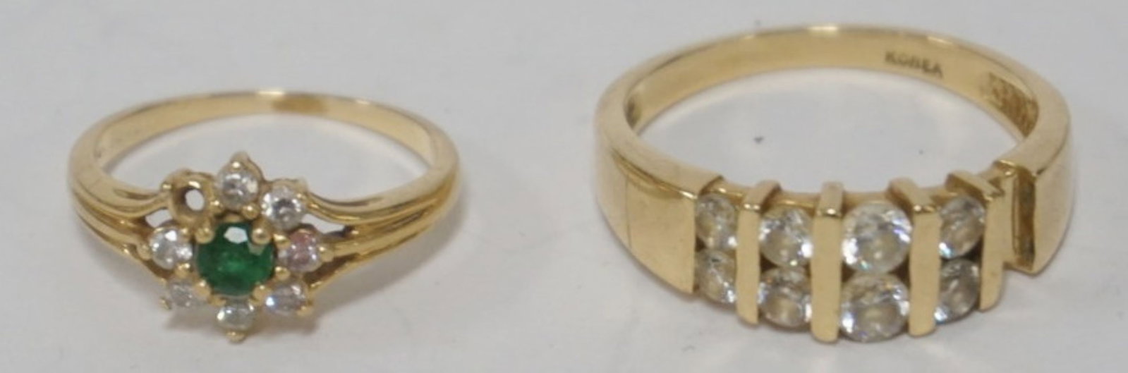 14K GOLD RINGS: 2 14K GOLD RINGS, SOME STONES MISSING, 4.17 DWT INCLUDING STONES