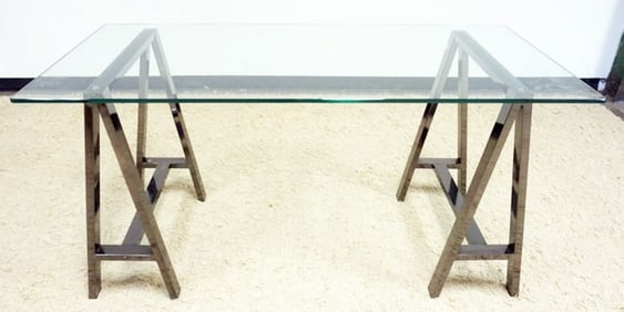 MODERN GLASS TOP WORK TABLE