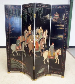 ASIAN LACQUERED FOLDING SCREEN