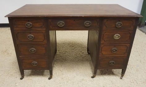 ANTIQUE MAHOGANY KNEE HOLE DESK