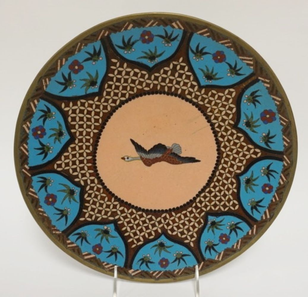 CLOISONNE CHARGER: CLOISONNE CHARGER, APPROXIMATELY 12 IN