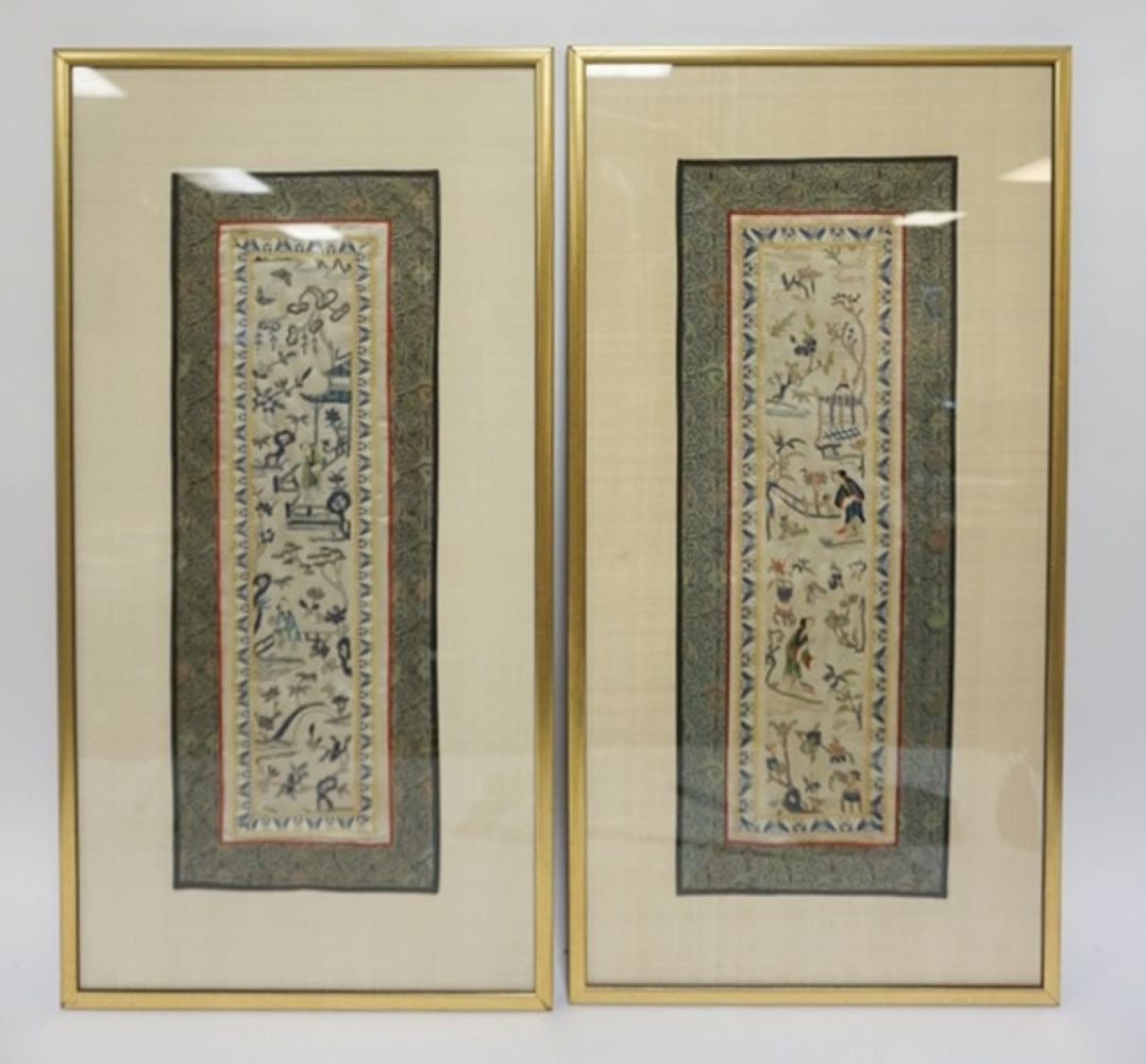 PAIR OF FRAMED ASIAN EMBROIDERIES (1 of 3)