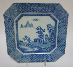 JAPANESE BLUE & WHITE PORCELAIN TRANSFER PLATE