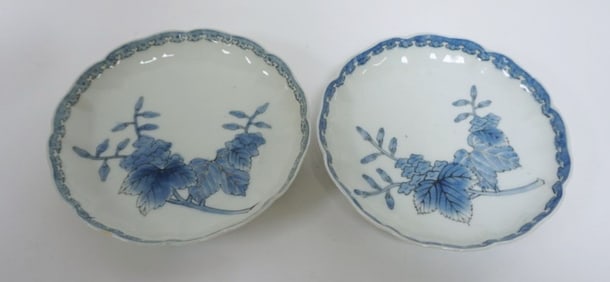 JAPANESE 2 PORCELAIN BLUE & WHITE TRANSFER BOWLS