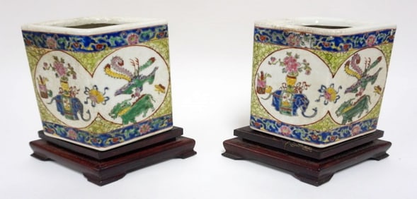 PAIR OF ASIAN PORCELAIN PLANTERS