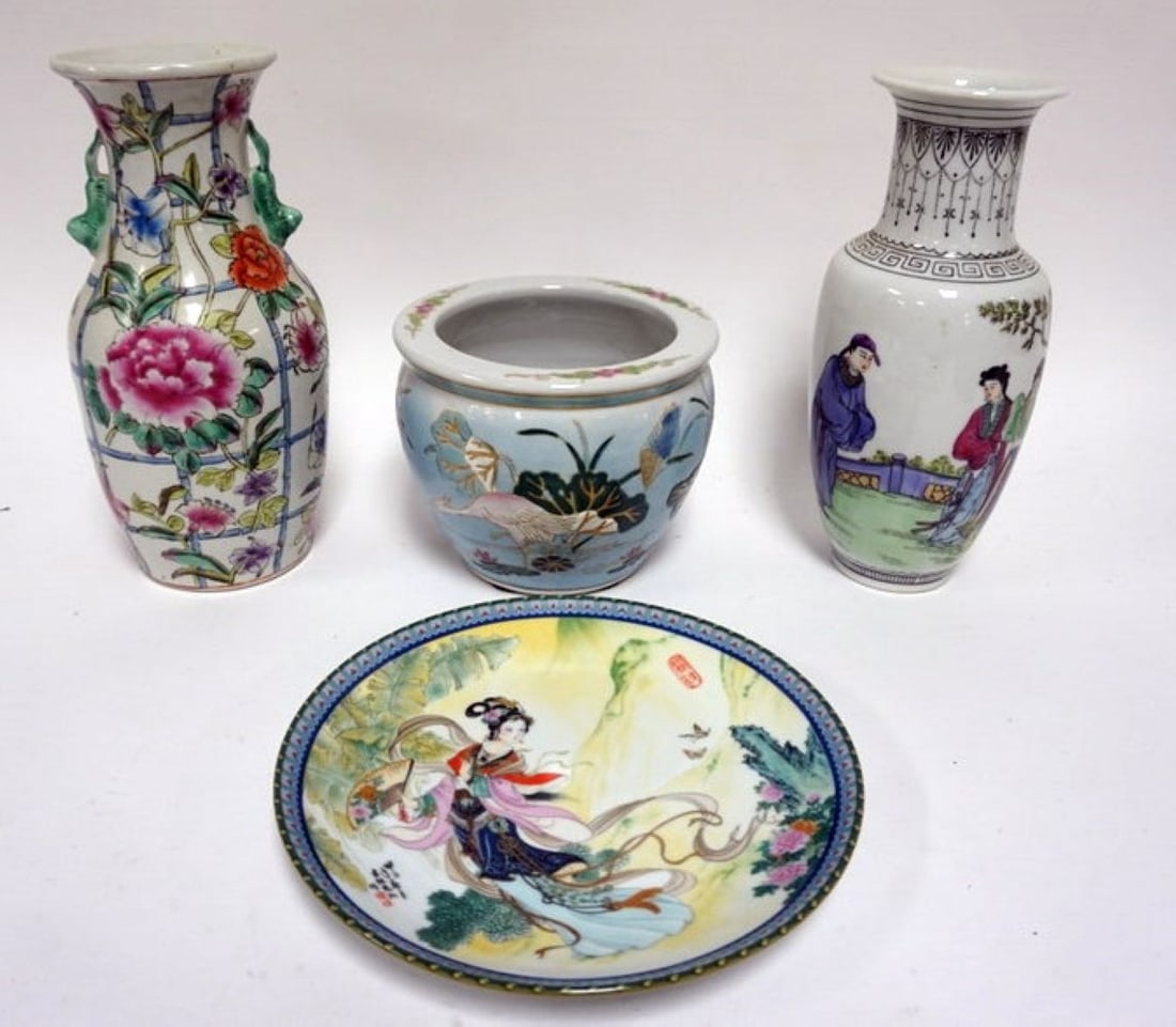 GROUP OF CONTEMPORARY CHINESE VASES, ETC (1 of 6)