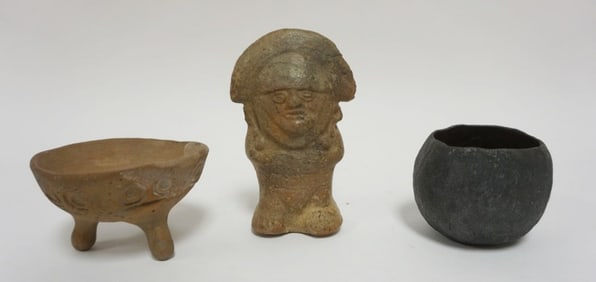 GROUP OF ASSORTED STONE CARVED IMAGE & POTS