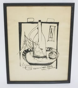 G.H. NYLAND FRAMED IMPRESSIONIST INK DRAWING