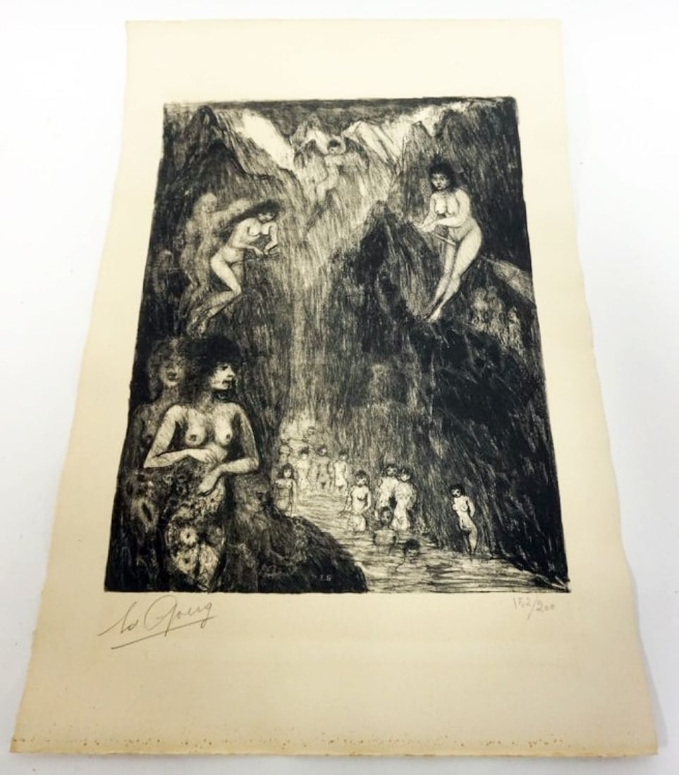 ARTIST SIGNED ABSTRACT: ARTIST SIGNED AND NUMBERED 152/200 ABSTRACT OF NUDE WOMEN, APPROXIMATELY 15 IN X 22 IN