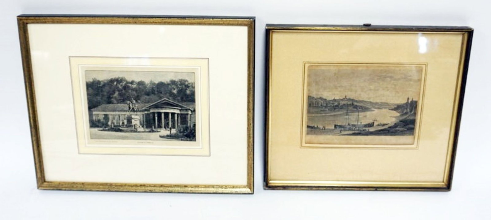 FRAMED ENGRAVINGS: FRAMED ENGRAVINGS, HARBOR & ARCHITECTUAL, LARGEST APPROXIMATELY 10 IN X 12 IN OVERALL