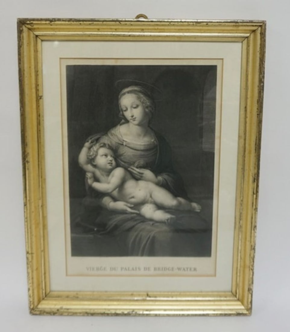 MADONNA AND CHILD ENGRAVING: ENGRAVING OF MADONNA AND CHILD, APPROXIMATELY 16 IN X 21 IN OVERALL
