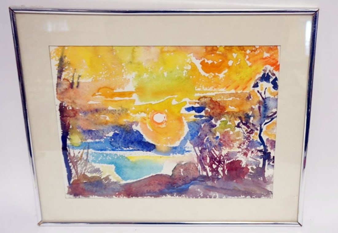 ROSE SOMMER LEYPOLD WATERCOLOR: ROSE LEYPOLD, 1909-2003, FRAMED WATERCOLOR, APPROXIMATELY 16 IN X 20 IN OVERALL