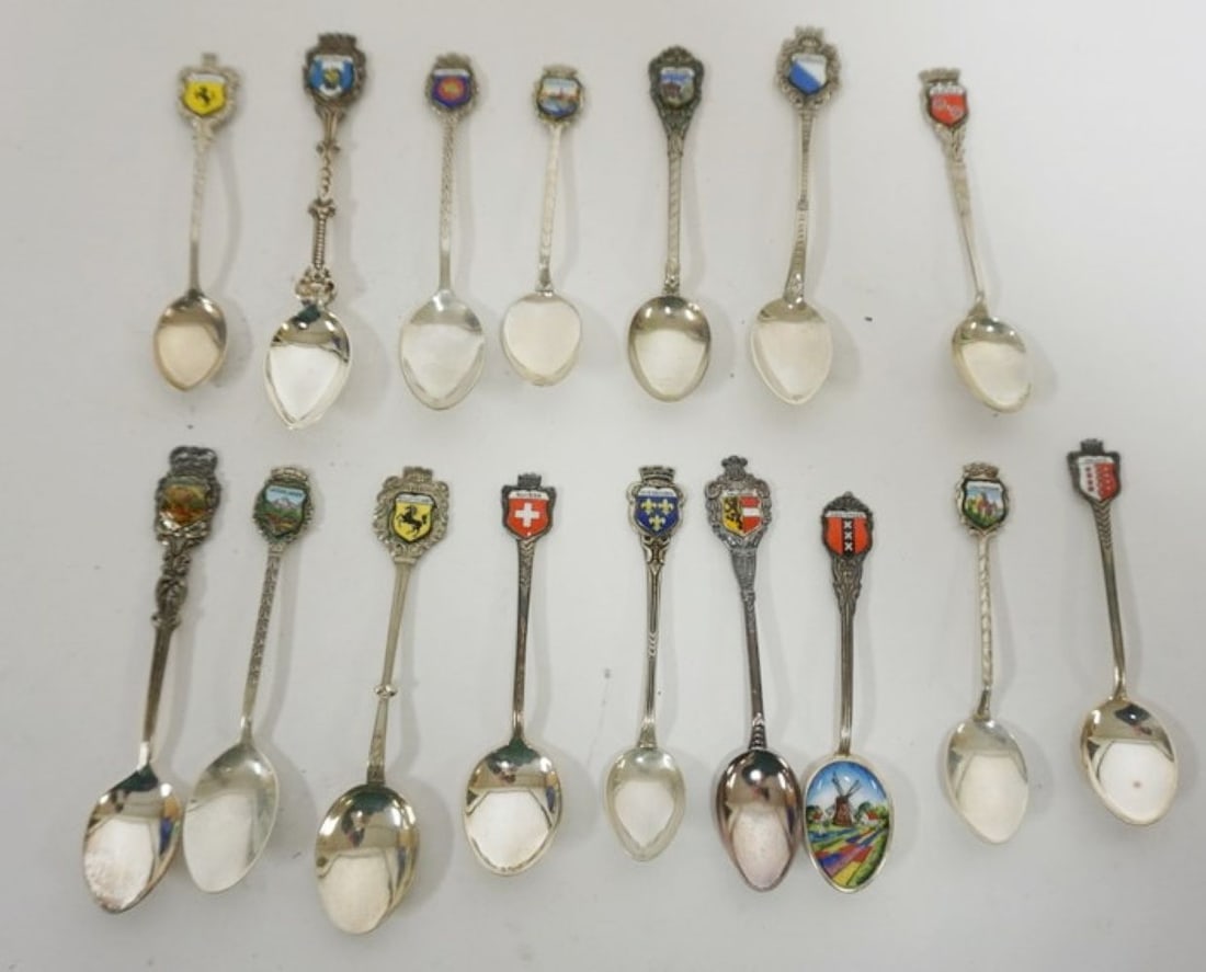 800 SILVER ENAMELED SPOONS (1 of 4)