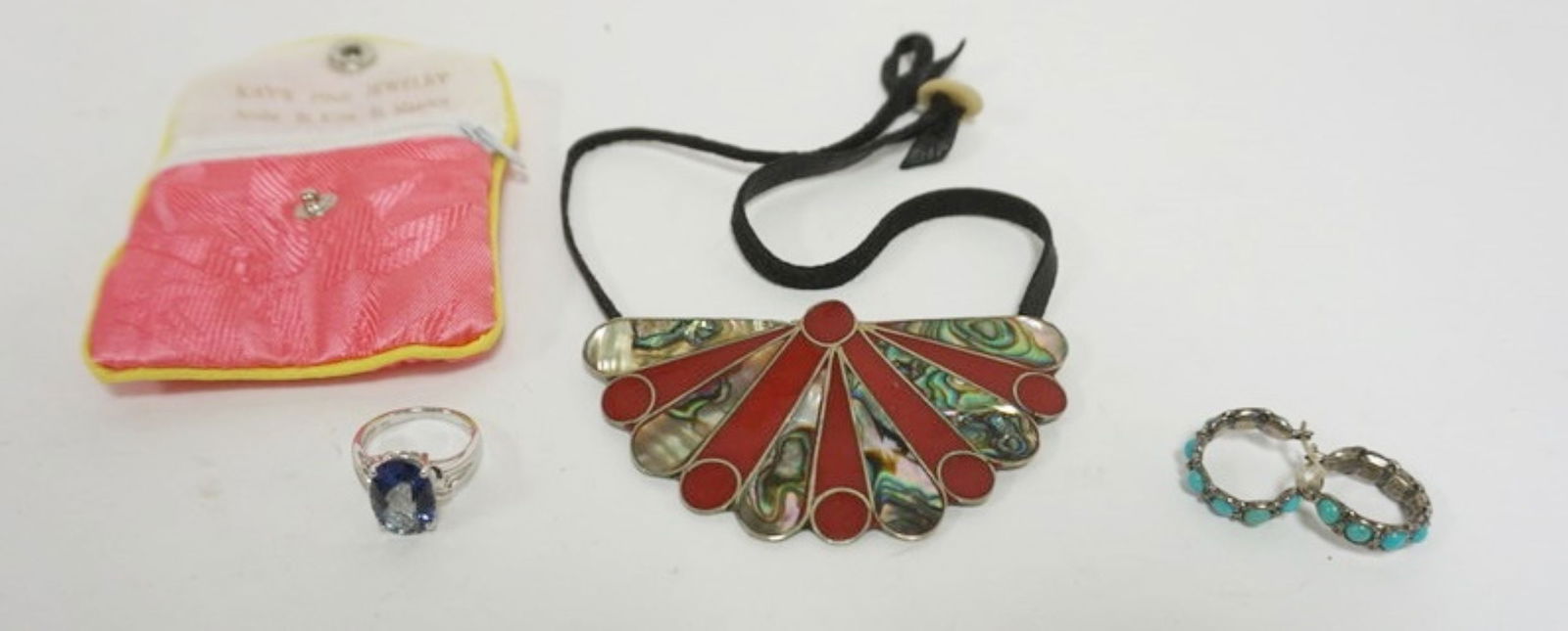 WOMENS STERLING SILVER JEWELRY: WOMENS STERLING SILVER JEWELRY INCLUDING NECKLACE, RING AND EARRINGS