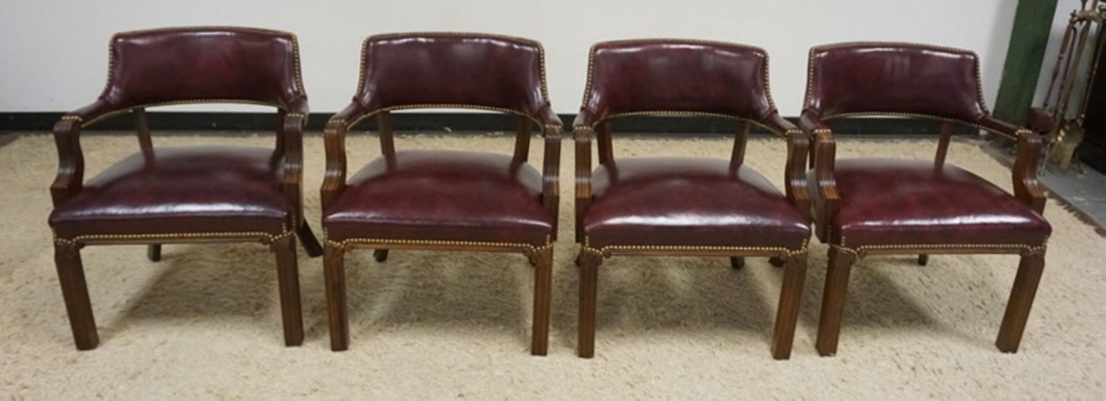 SET OF 4 LEATHER CRAFT ARMCHAIRS (1 of 5)