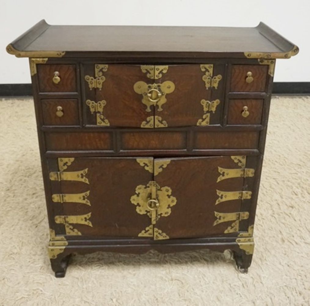 ASIAN CABINET: ASIAN 4 DRAWER, 4 DOOR CABINET, APPROXIMATELY 29 IN X 13 IN X 31 IN H