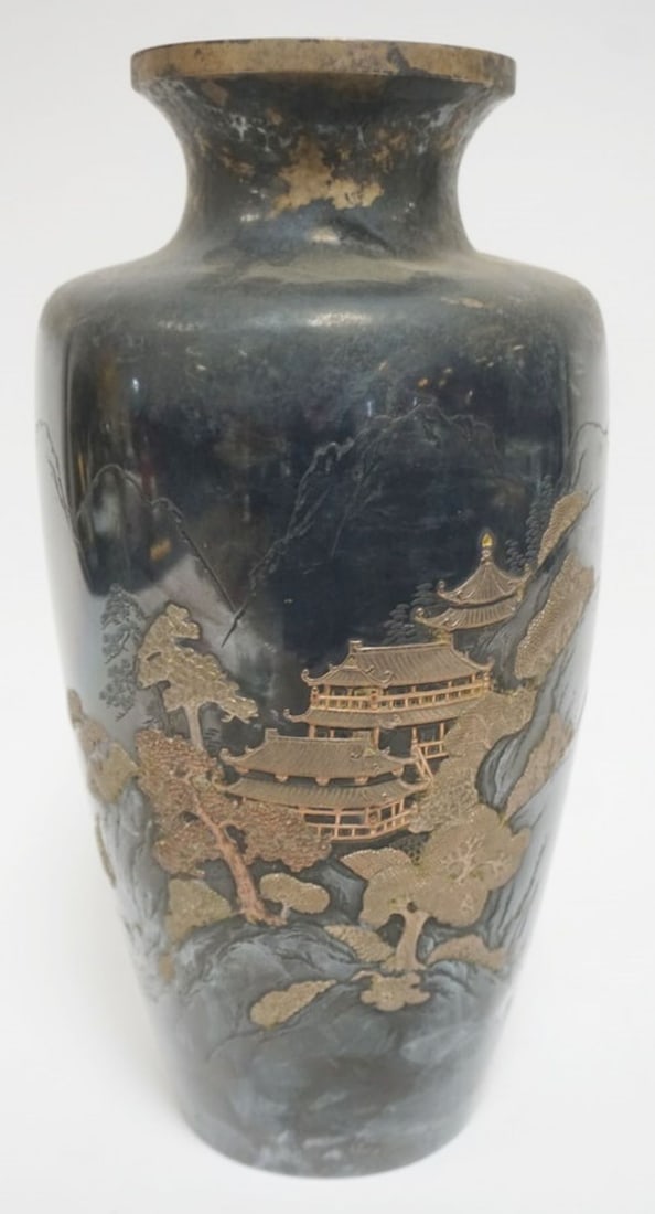 SILVER MIXED METAL CHINESE VASE (1 of 5)