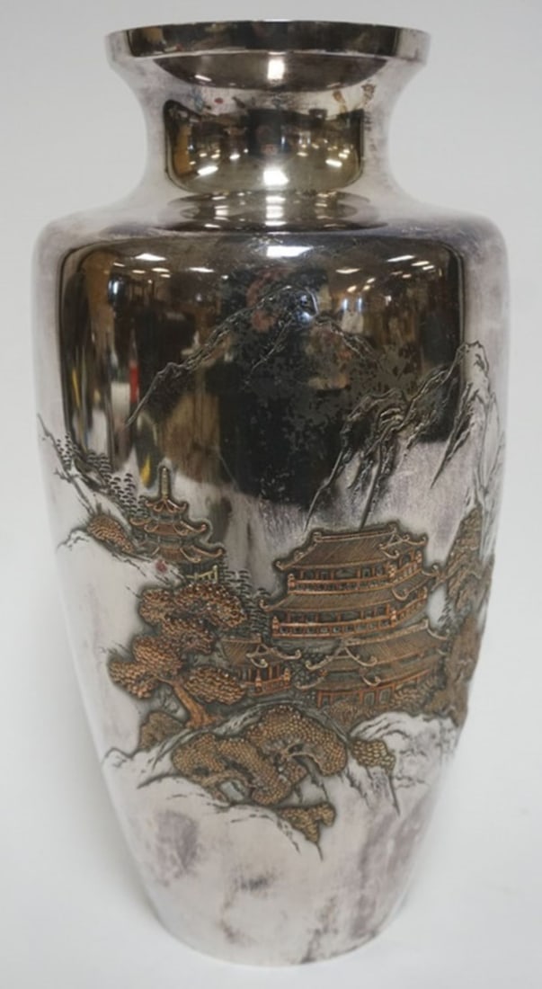SILVER MIXED METAL CHINESE VASE (1 of 6)