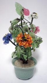 VINTAGE JADE COLORED GLASS FLOWER