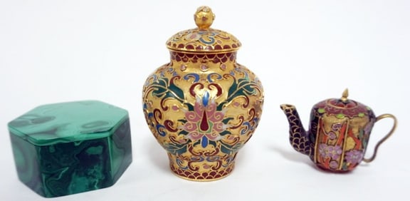ASSORTED BOX, TEA POT, COVERED JAR