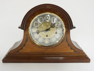 SLIGH INLAID MAHOGANY MANTEL CLOCK