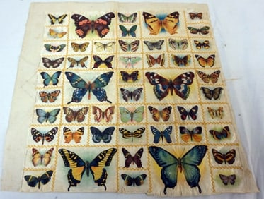 ANTIQUE SILK CIGARETTE BUTTERFLY QUILT
