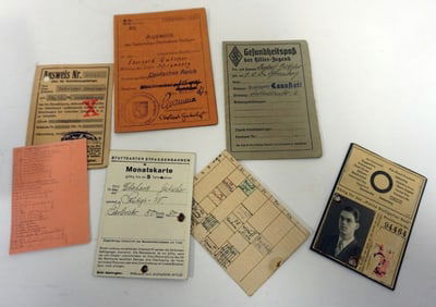 GERMAN IDENTIFICATION PIECES WITH WWII