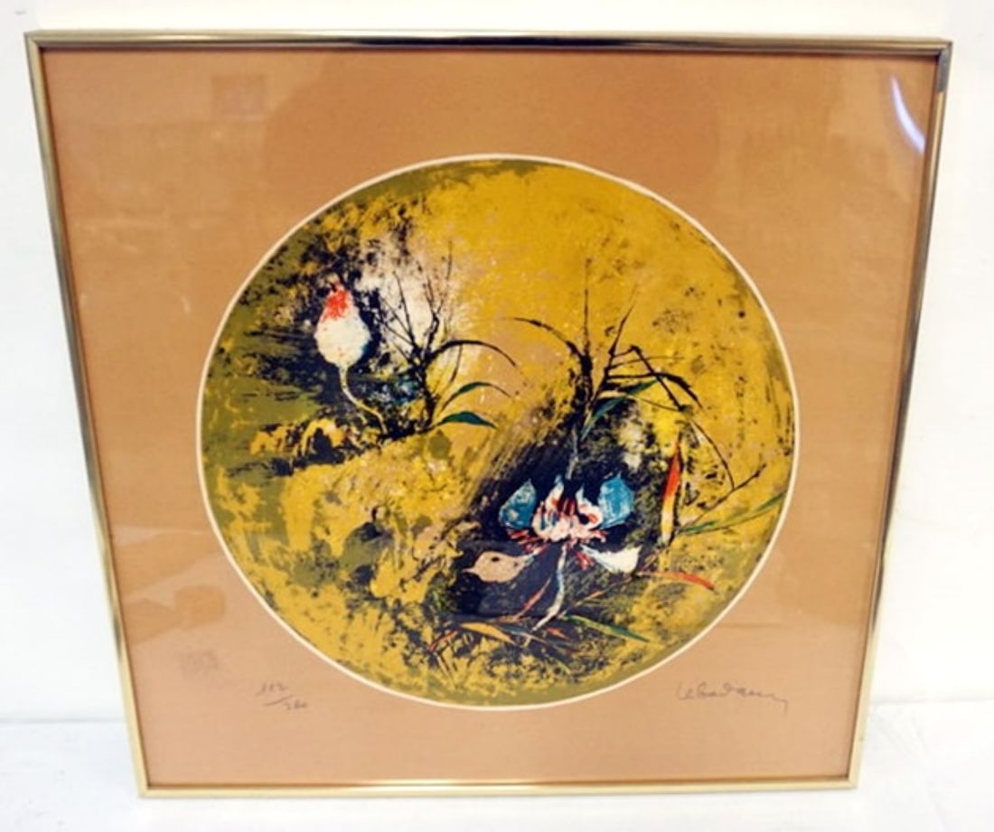 LEBADANG SIGNED LEF LOTUS: LEBADANG ARTIST SIGNED AND NUMBERED *LEG LOTUS*, EDITION 260, APPROXIMATELY 24 IN X 24 IN OVERALL