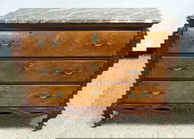 CENTURY BOMBE MARBLE TOP LOW CHEST