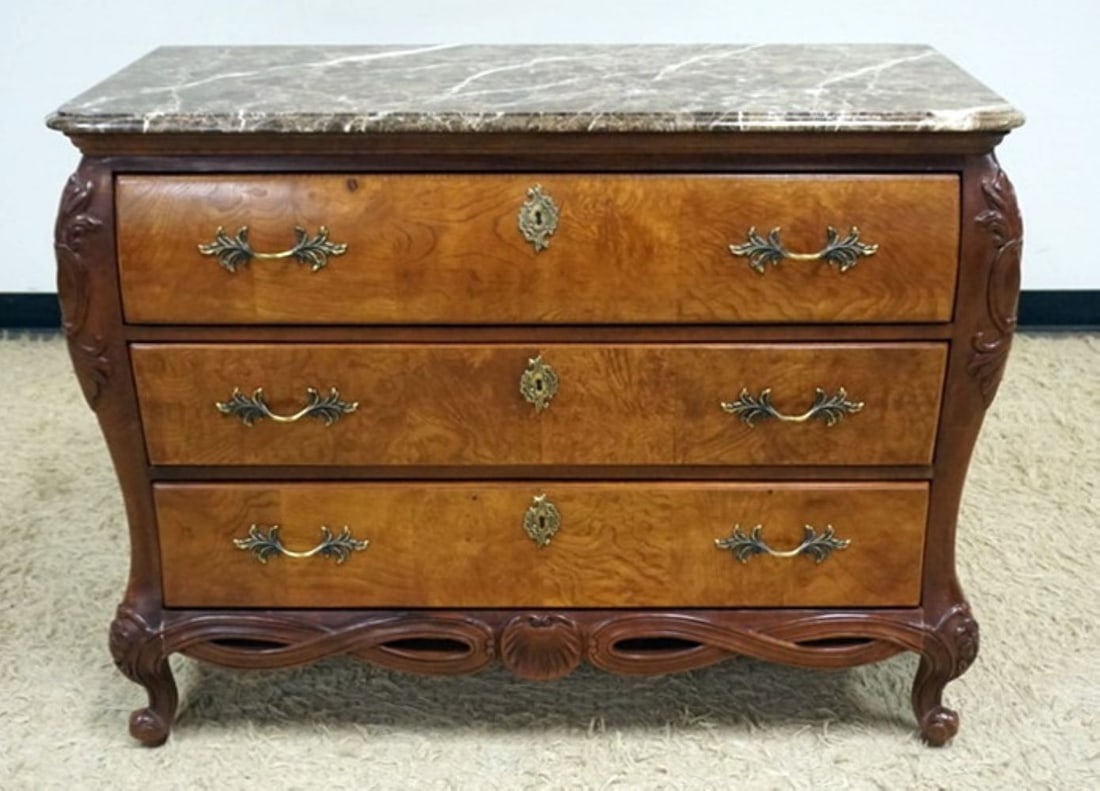 CENTURY BOMBE MARBLE TOP LOW CHEST (1 of 5)