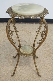 ANTIQUE ONYX AND BRASS VICTORIAN STAND