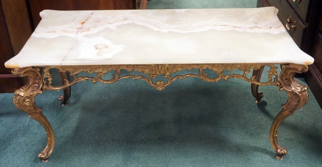 FANCY CAST BRASS AND ONYX TABLE (1 of 5)