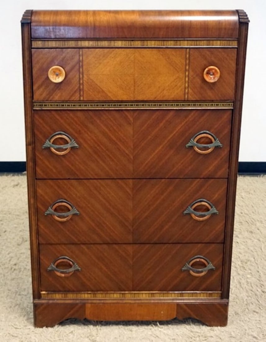 WATERFALL CHEST: WATERFALL 4 DRAWER CHEST, APPROXIMATELY 31 IN X 17 IN X 48 IN H