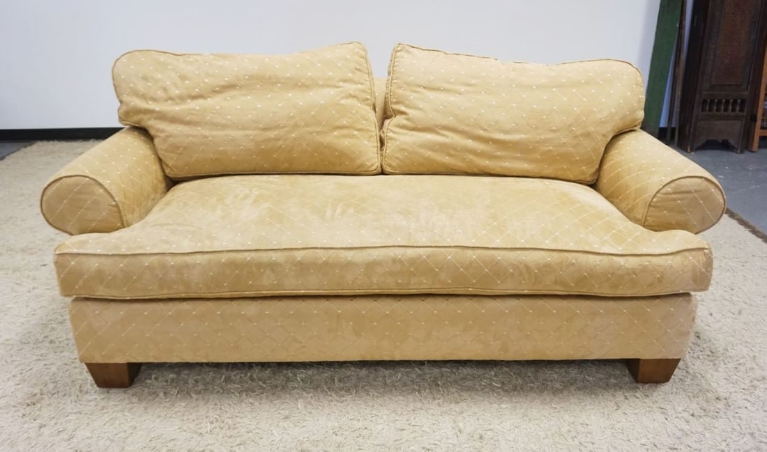 UPHOLSTERED SOFA: UPHOLSTERED SOFA, APPROXIMATELY 81 IN X 36 IN X 31 IN HIGH
