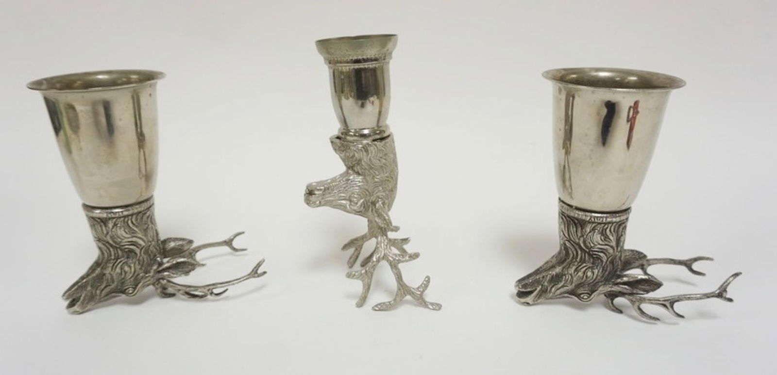 SILVER PLATE STAG HEAD STIRRUP CUPS - 4